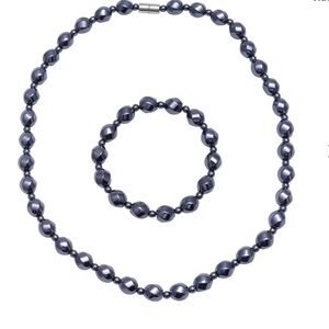 Hematite Necklace and Matching Stretch Bracelet